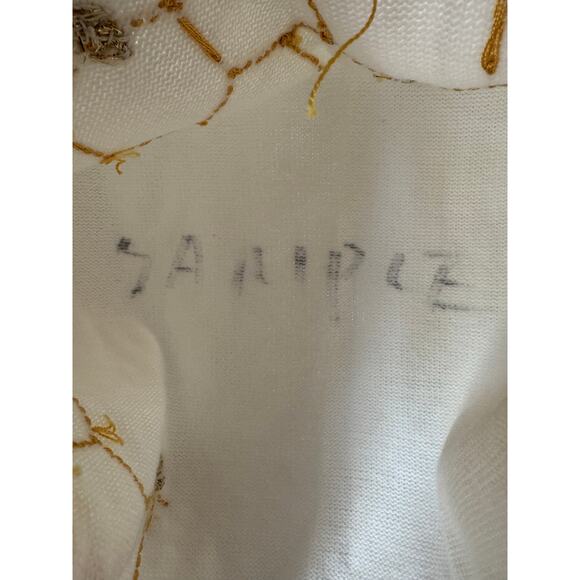 Y2K Michael Simon Knit crochet Bumblebee beaded Vest white gold yellow S/M - Picture 10 of 12